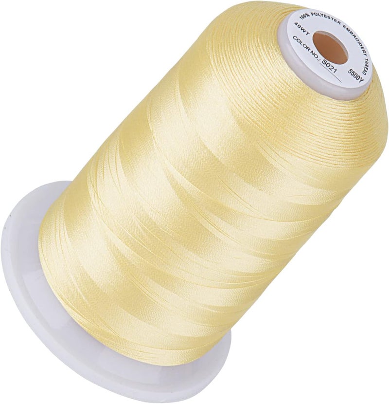 simthread 5500Yds Embroidery Thread, 5000M High-Yardage 40WT 100% Polyester Thread – 170+ Vivid Colors, High-Speed Rated – Compatible with Brother, Singer, Janome & More - Maize S021 - Image 1